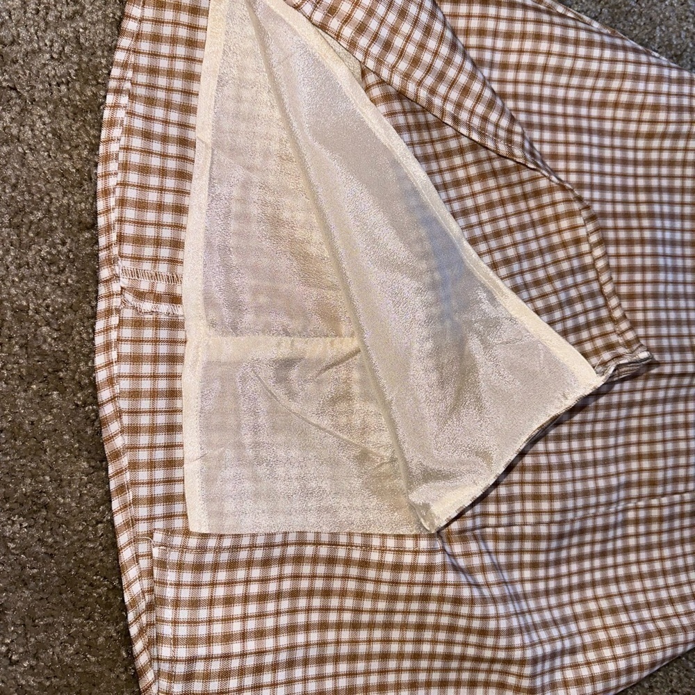 Hyfve Plaid Mini Skirt Tan Neutral Split Hem - Picture 4 of 10